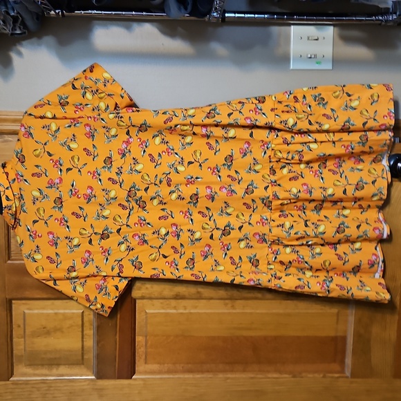 NWOT Donna Morgan Button Front Fruit Print Boho Mini Dress - Picture 5 of 9